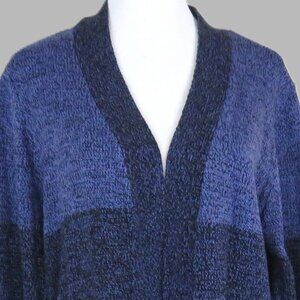 Karen Scott Women's Blue & Black Long-Sleeve Opened Cardigan Tunic Size L (C2100